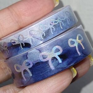 Simply Gilded Washi Tape - Blue Marble w/ Holographic Foil Bows